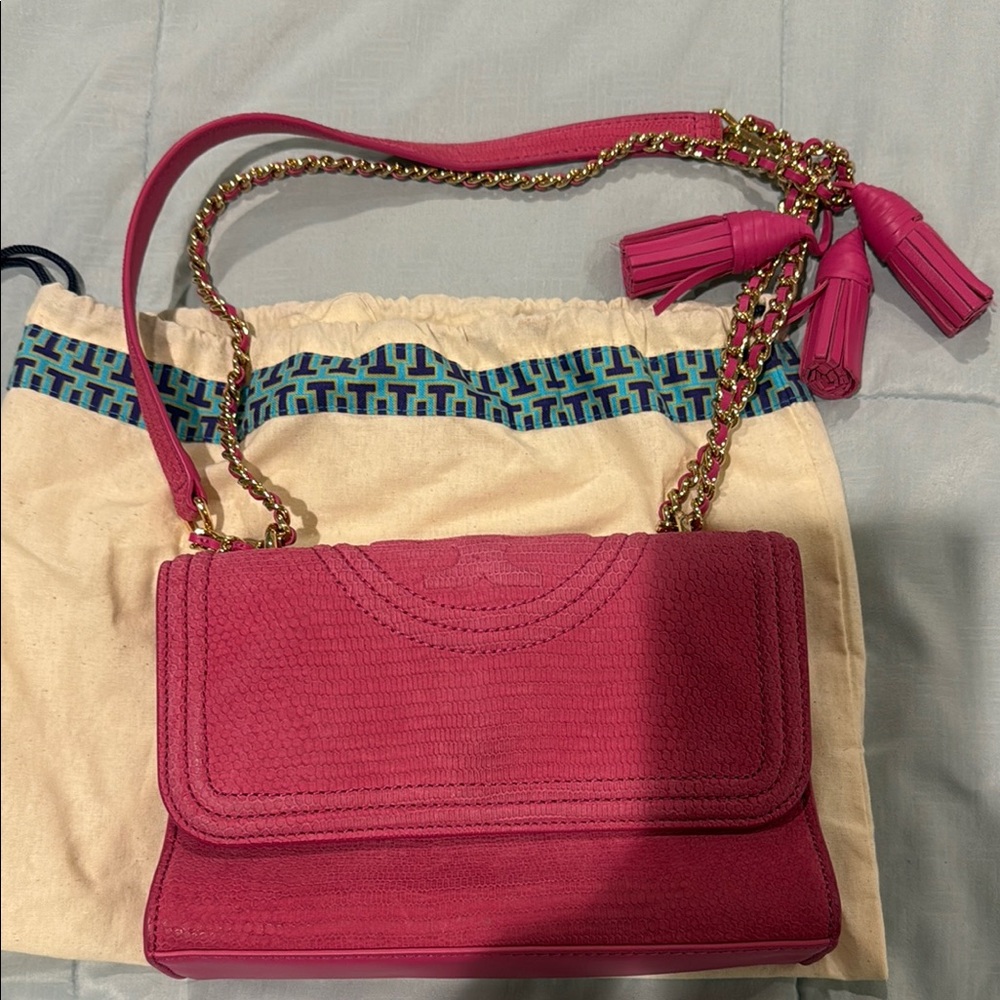 Tory Burch Pink Leather Chain Strap Bag